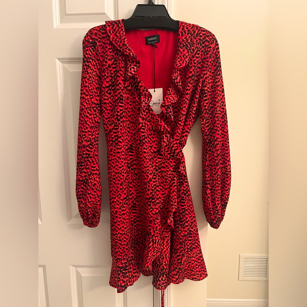 Bardot leopard wrap dress